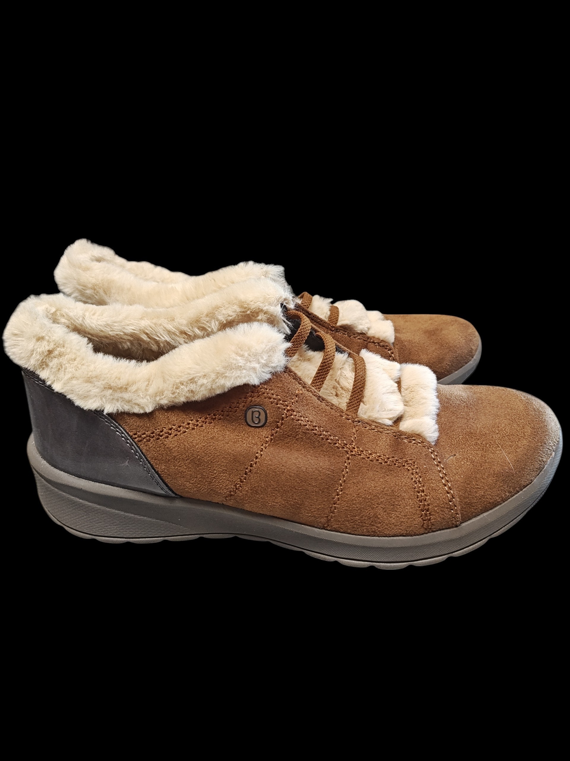 Bzees Brown Suede Faux-Fur Lined Slip-On Sneakers